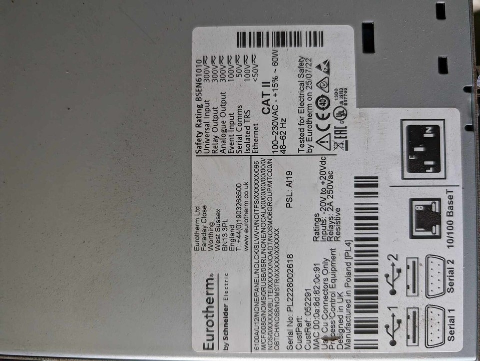 Eurotherm 6180A Paperless Graphic Recorder 6180A/U12 eBay