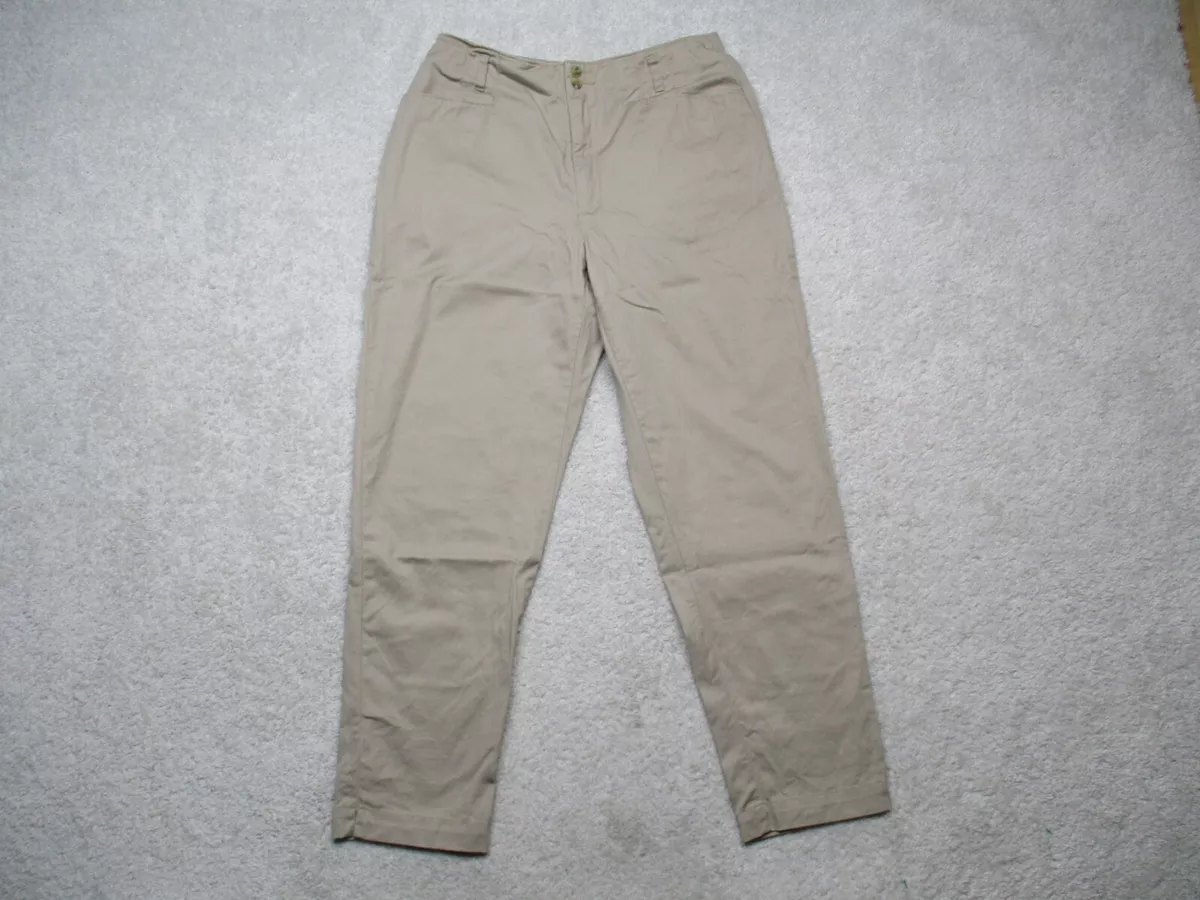 Eddie Bauer Pants Womens 12 Petite Beige Chino Slim Fit Cotton