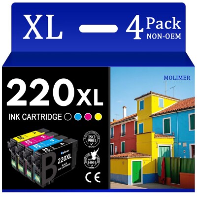 4PK 220XL Ink Cartridges For Epson XP-320 WF-2760 WF-2750 WF-2630 WF-2650