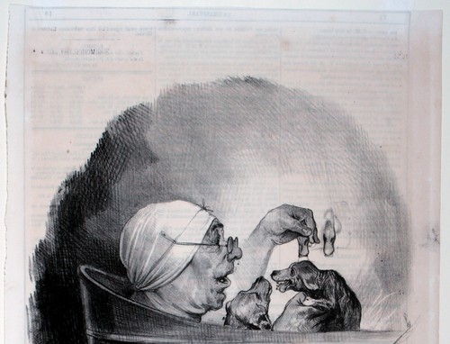 Daumier Le Bain de Famille Bad mit Hund Bath with Dogs Original 1837 Hundesalon - Picture 4 of 7