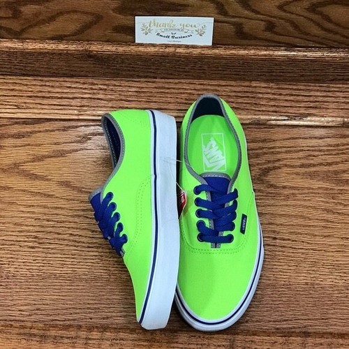 Vans Authentic Brite Neon Green Blue Shoes - Picture 5 of 7