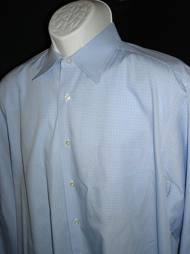 Mastai Ferretti 2-Tone Blue Gingham 100% Cotton Spread Collar L/S Shirt Sz. 17/L - Image 2 of 4