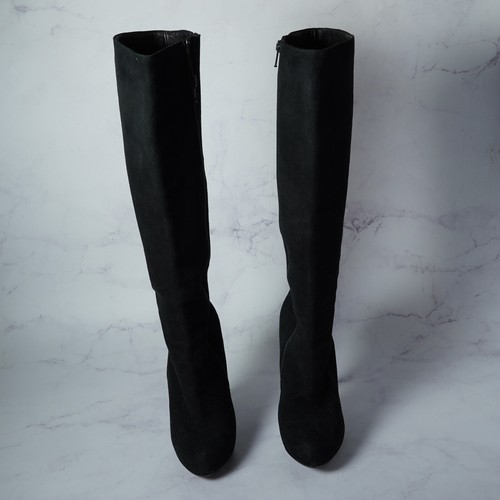 CHRISTIAN LOUBOUTIN Black Knee High Boots Heels Suede Leather Size 37.5 US 6.5 - Picture 2 of 8