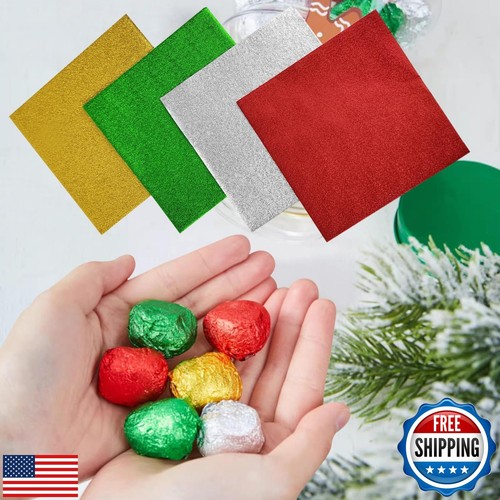 100 Pack Foil Candy Wrappers, Colored Aluminum Foil Paper Wrappers for Carame - Picture 5 of 5