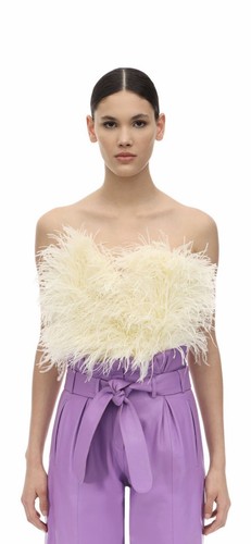 Attico Feather Strapless Embellished Top Size IT 42 | eBay
