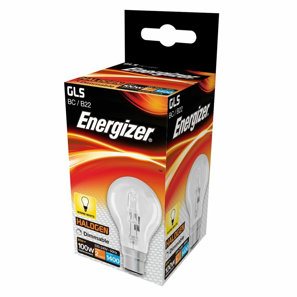 ENERGIZER 40W 60W 100 WATT GLS LED HALOGEN BULB SCREW BC/ B22