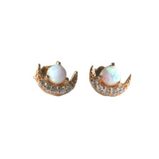 Crescent Opal Stud Earrings