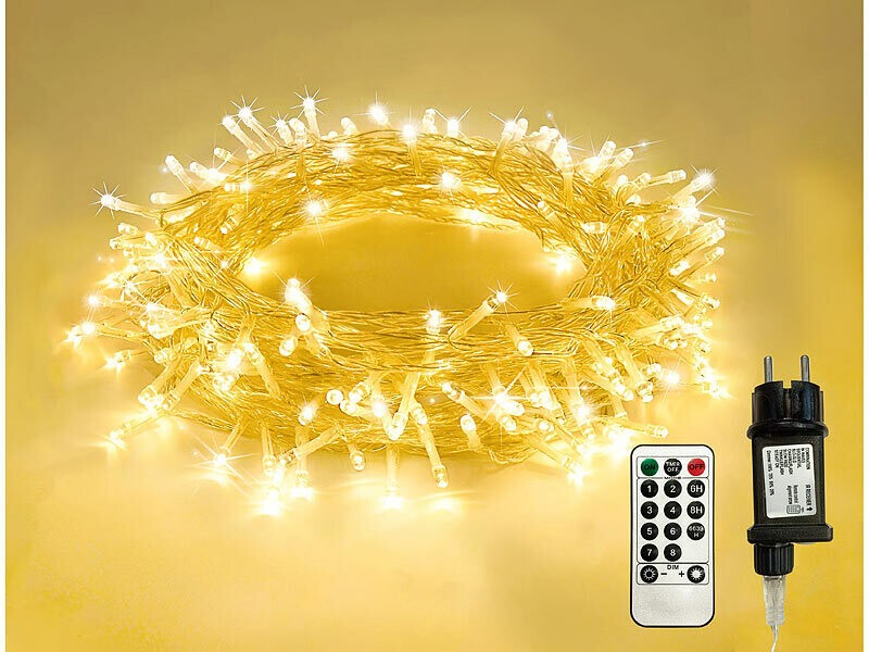 Guirlande 200 LED blanc chaud 20m Lunartec télécommandée à intensité variable - 3