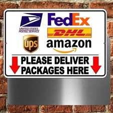 Deliver Packages Here Delivery Instruction Arrows Sign METAL