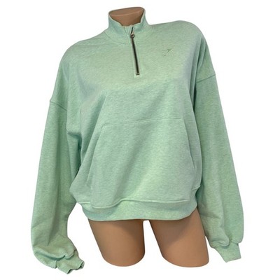Gymshark Womens SMALL Half Zip Pullover Sweatshirt Collared Mint Green Athletic