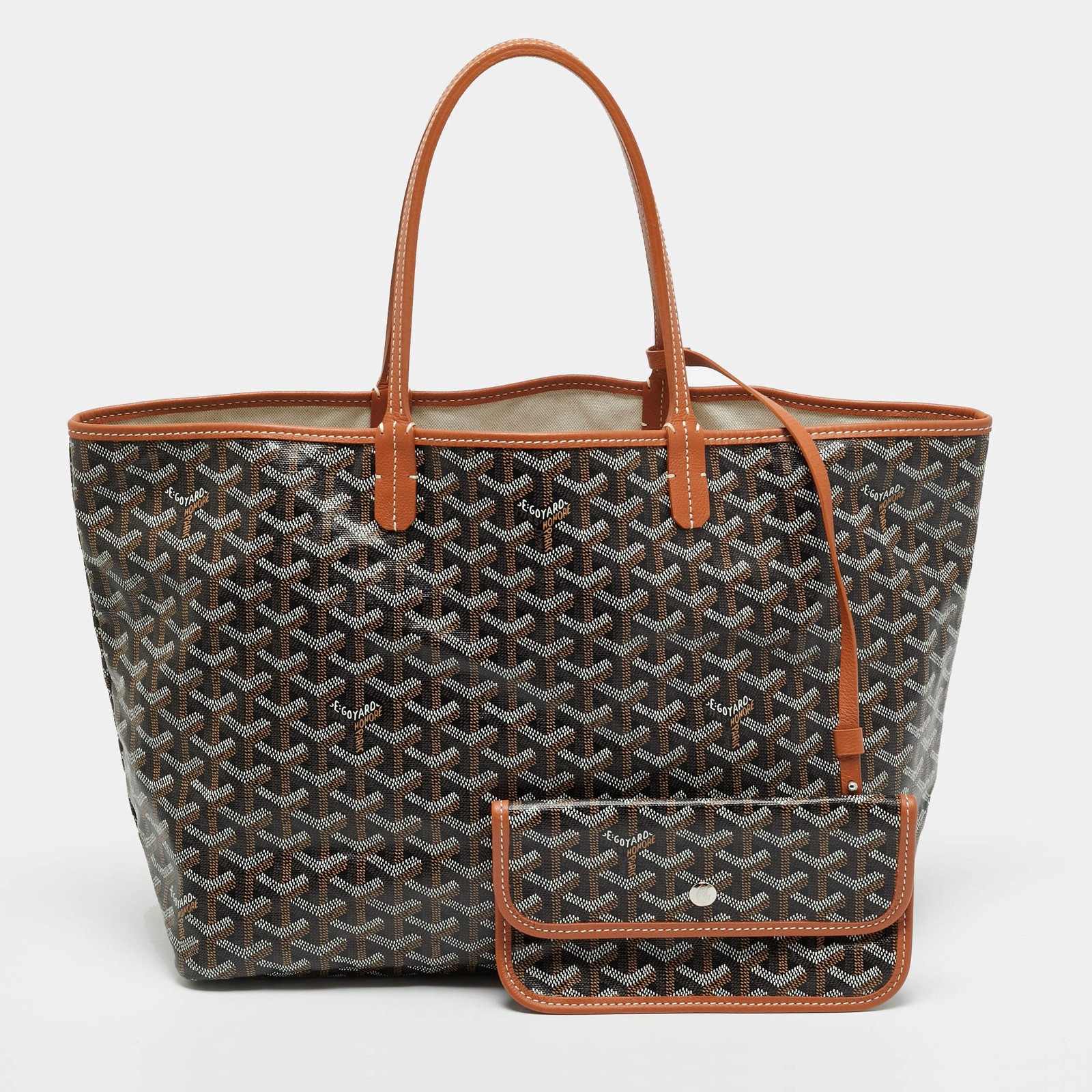 Goyard Saint Louis PM Brown Goyardine Coated Canvas and Leather Tote