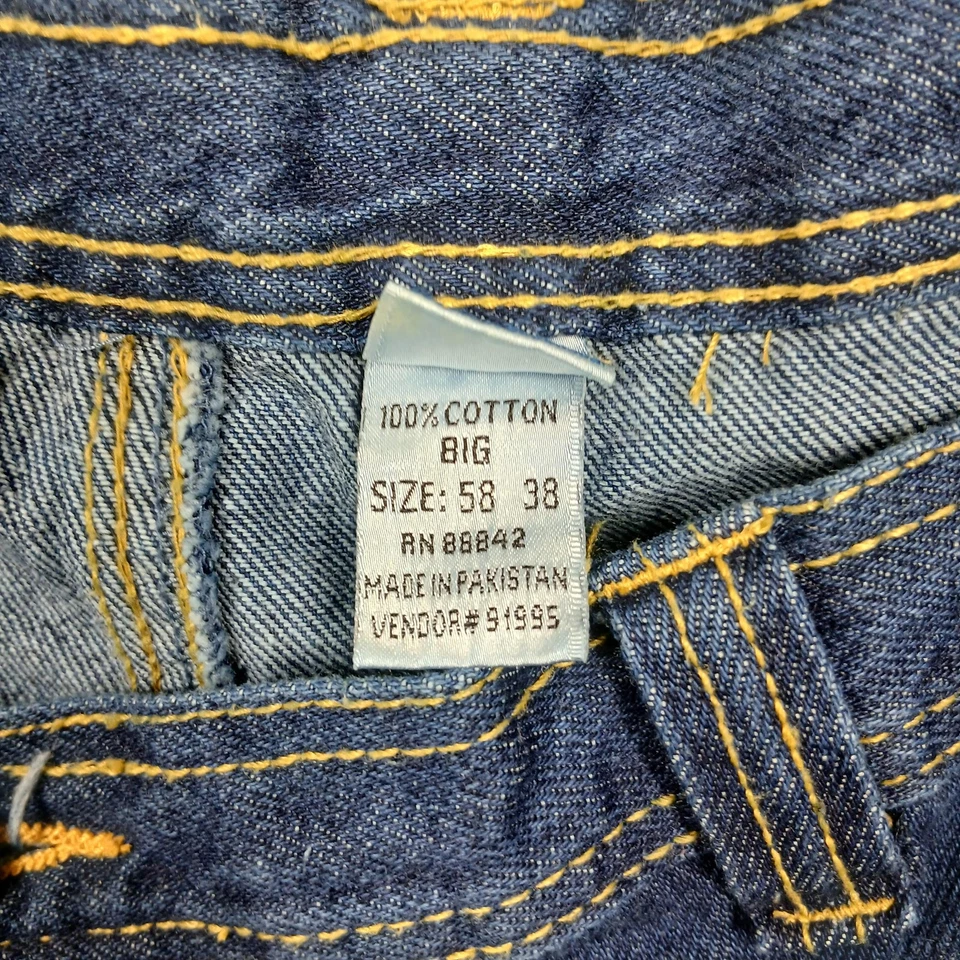 KingSize Jeans Cargo Mens 58x38 Blue Denim Elastic Waist Multi Pocket Big & Tall - Image 3 of 4