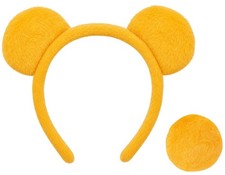 Fluffy Yellow Bear Ears Headband With Bear Tail Bear Costume