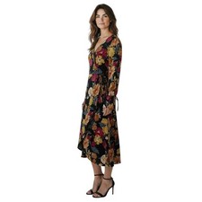 Band Of The Free FP Blackberry Floral Print Hi-Lo Dress Stretch Waist Wrap Small