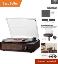 Retro Bluetooth Vinyl Record Player with Stereo Speakers for Timeless Enjoyment