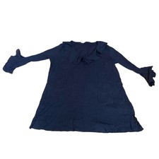 Lauren Ralph Lauren Midi Dress Womens M Long Sleeve Ruffled Neckline 100% Cotton