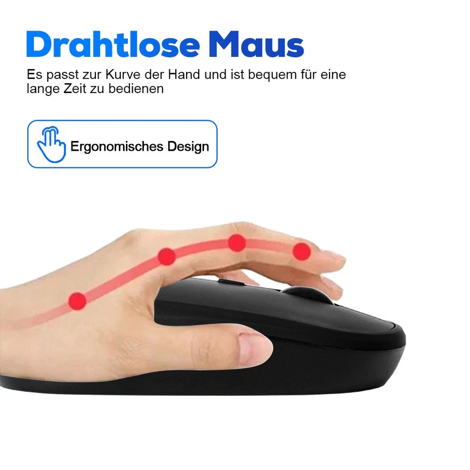 Kabellose Maus Bluetooth USB Computer Notebook Laptop Funkmaus PC Maus Kabellos - Bild 4 von 4