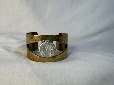 Rustic Cuff Two Tone Ingot Cuff Bracelet Featuring Used Good Condition