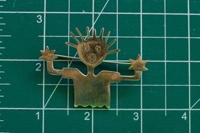 Vintage Taxco Mexico Sterling Figural Brooch Person Modernist Folk Art