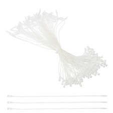100 Pcs Polyester Hang Tag String, 8 Inch White Snap Lock Pins Loop Price Tag