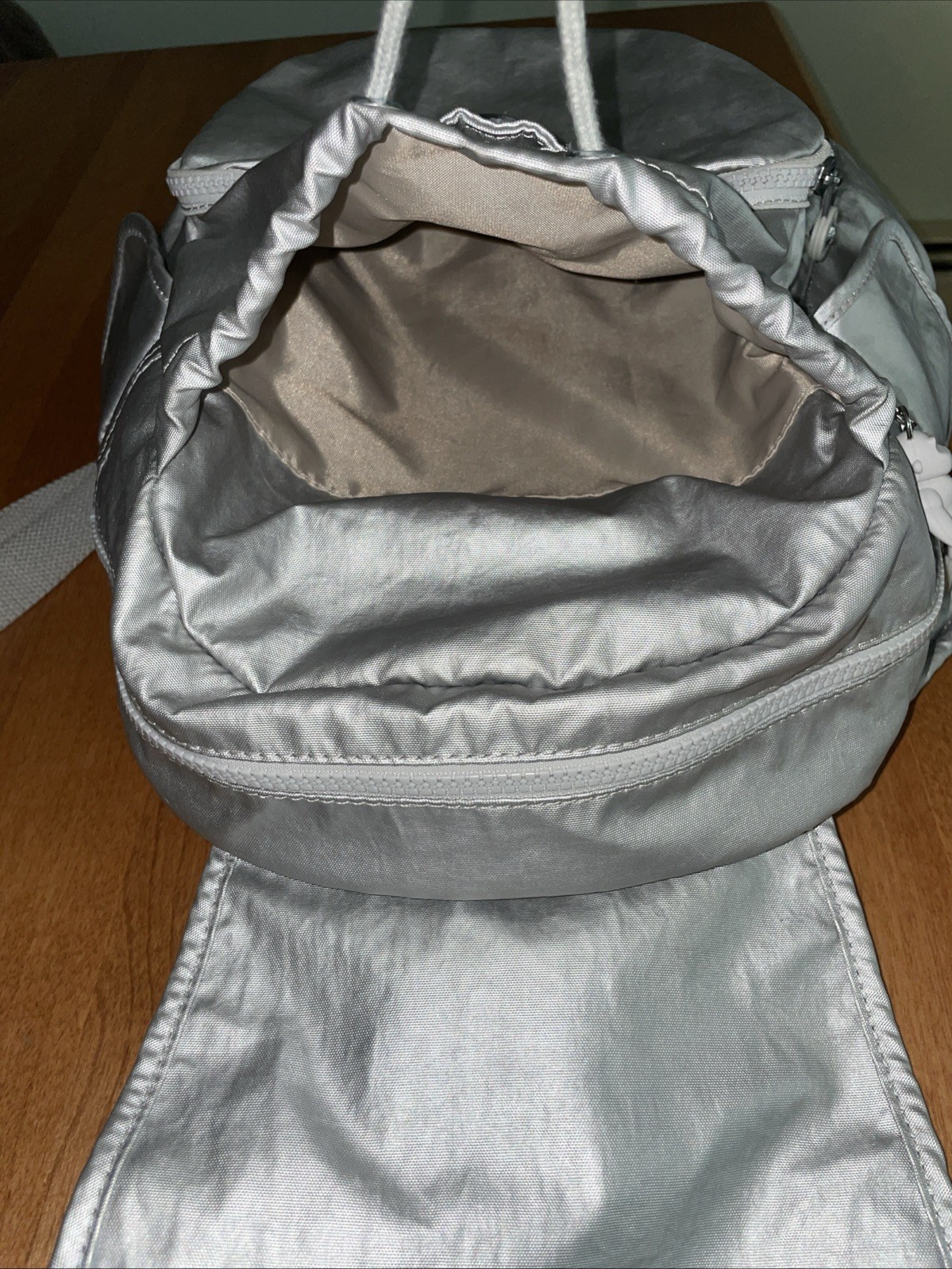 Kipling Metallic Silver Matte Backpack EUC large … - image 8