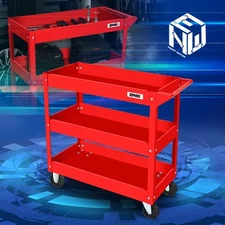 3-Layer Rolling AV Steel Utility Service Cart w/ Casters Home Office Red 220lbs
