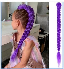 Kpop Purple Braided Hair Extension w Clip-In Attachment