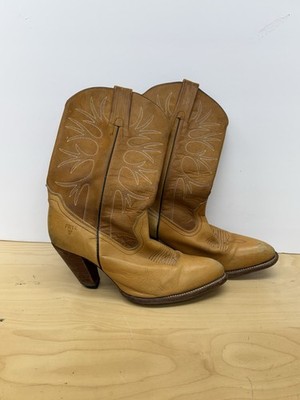 VINTAGE FRYE BROWN GENUINE SUEDE LEATHER WESTERN PULL ON COWBOY BOOTS SIZE 9.5 B