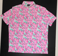 Sunday Swagger Golf Polo Shirt Men XXL Pink Floral Short Sleeve Limited Edition