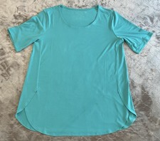 Susan Graver Women's Tunic Top Small Modern Essentials Teal Stretchy See Note