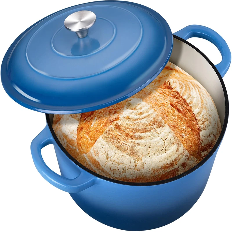 6 Quart Round Dutch Oven Lid Leonyo 6Qt Enameled Cast Iron Dutch Oven For