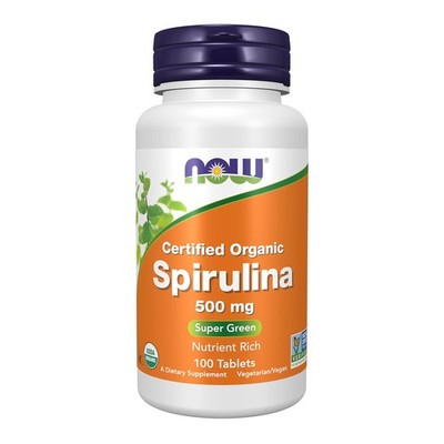 Organic Spirulina Powder 500mg with Vitamins Minerals GLA 100 Count Capsules