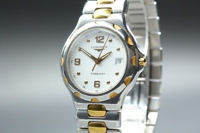 [Fast neuwertig] Longines Conquest L1.631.3 35 mm weißes Zifferblatt Datum...