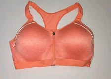 MTA Hot Orange W/Reflection Zip-Up Adjustable Padded Wirefree Sports Bra size XL