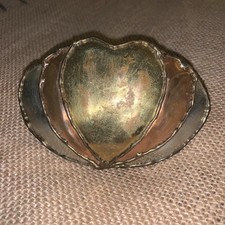 Vintage 80s Western Cowgirl Belt Buckle Mixed Metal Hearts