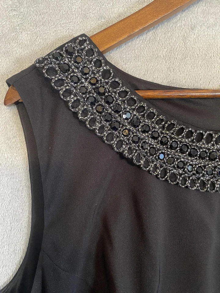 Connected Apparel Dress Womens 22W Black Beaded Neckline Tiered Sheath Cocktail - Image 2 of 4