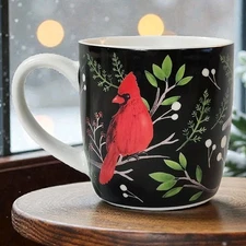 Rare Cardinal, Tufted Tit-Mouse & Downy Woodpecker Mug Now Designs 12oz EUC 