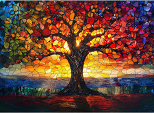 Stained Glass Puzzle, Glass Tree Puzzles for Adults 300 Pieces