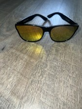 Sporty Black Frame Sunglasses with Yellow Mirror Lenses   100 UV Protection