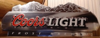 Coors Light Frost Brewed Metal Tin Beer Sign 27.5  x 10.75  Man Cave Pub / Bar