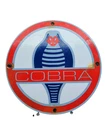 VINTAGE AC COBRA PORCELAIN SIGN V8 MOTOR SHELBY AUTOMOBILE SPORT CAR DEALER 12"