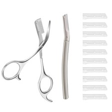 BoxedHom Eyebrow Trimmer Kit, Eyebrow Razor Scissors with Combs, 11 Blades & ...