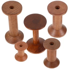 5 Pcs Cotton Thread Spools Empty Sewing Embroidery Organizer Wood Yarn Holder