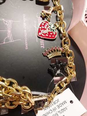Juicy Couture Golden Chain Belt with Charms New In Gift Box  display picture 3