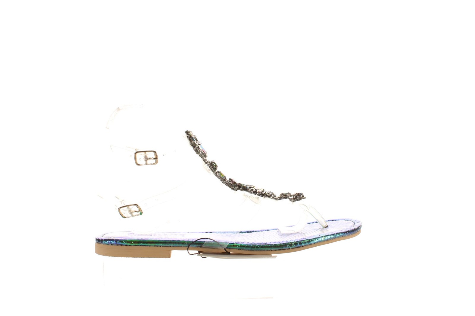 ShoeNTale Womens Silver Ankle Strap Sandals Size 8.5 JG-2415617