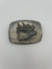 VINTAGE ELK HEAD BELT BUCKLE N-23 Wyoming Studios Art Works 1976 Buck Deer As Is