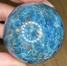 Polished Blue Apatite Mineral Crystal Sphere Collectible Specimen Display Piece