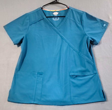 Dickies EDS Essentials Nurses Medical Scrub Top Stretch V-Neck Green L