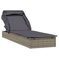 Sunbed with Foldable Roof Patio Daybed Wicker...