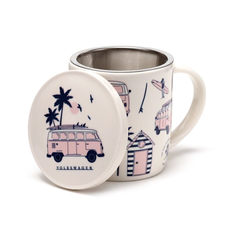 Volkswagen VW T1 Camper Bus Explore More Infuser Mug Set Porcelain Tea Cup 350ml